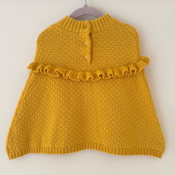 Janie and Jack Yellow Knit Ruffle Trim Poncho Sweater Wool Blend Size 18-24m EUC - Picture 3 of 12